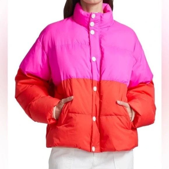 MOTHER Pink and Red Puffer Jacket - Picture 2 of 10